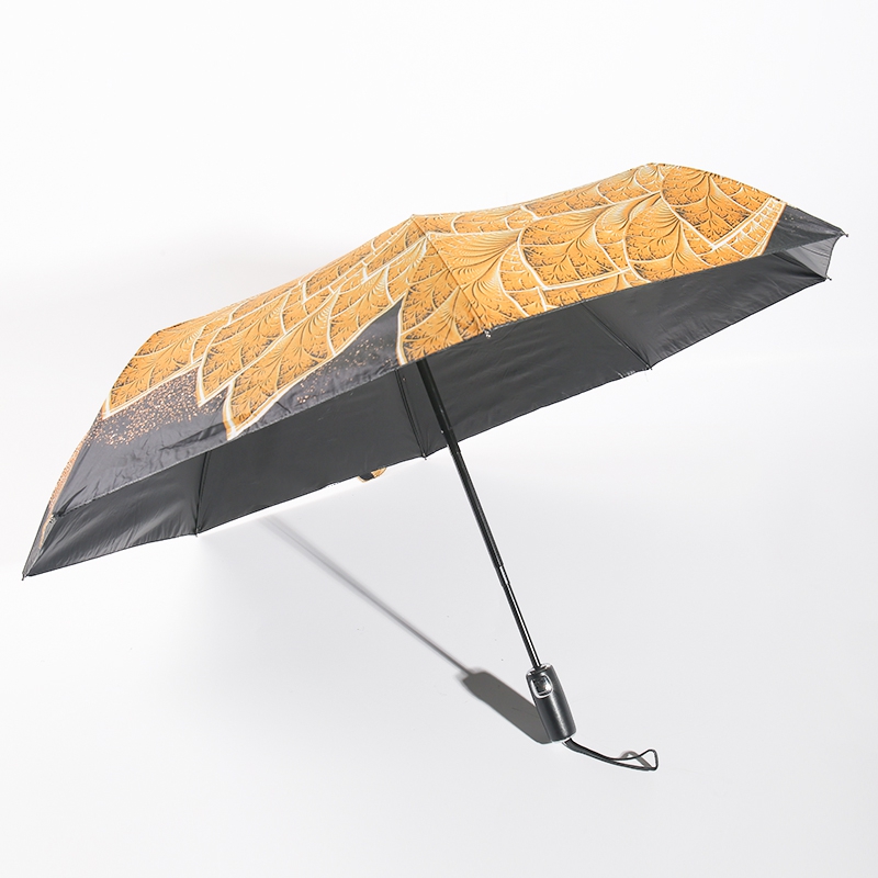 Pembukaan dan penutupan otomatis non-slip handle tri-fold UV Protection Silk Umbrella RU1944